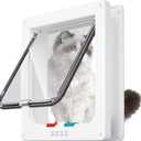 Medium Cat Door Interior Door Pet Door for Cat Exterior Door 4 Modes Locking Suitable for Window and Wall (White) (M- Inner Size:6.1"(W) x 6.3"(H))