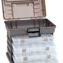 Plano Guide Series StowAway 4-By Rack System Tackle Box, Holds 4 3700 Utility Tackle Boxes, Quick-Access Top Storage with DuraView Lid, Durable Construction, Flexible, Adaptable Fishing Box