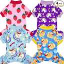 XPUDAC 4 Pieces Dog Pajamas for Small Dogs Pjs Clothes Puppy Onesies Outfits for Doggie Christmas Shirts Sleeper for Pet Cats Jammies-M