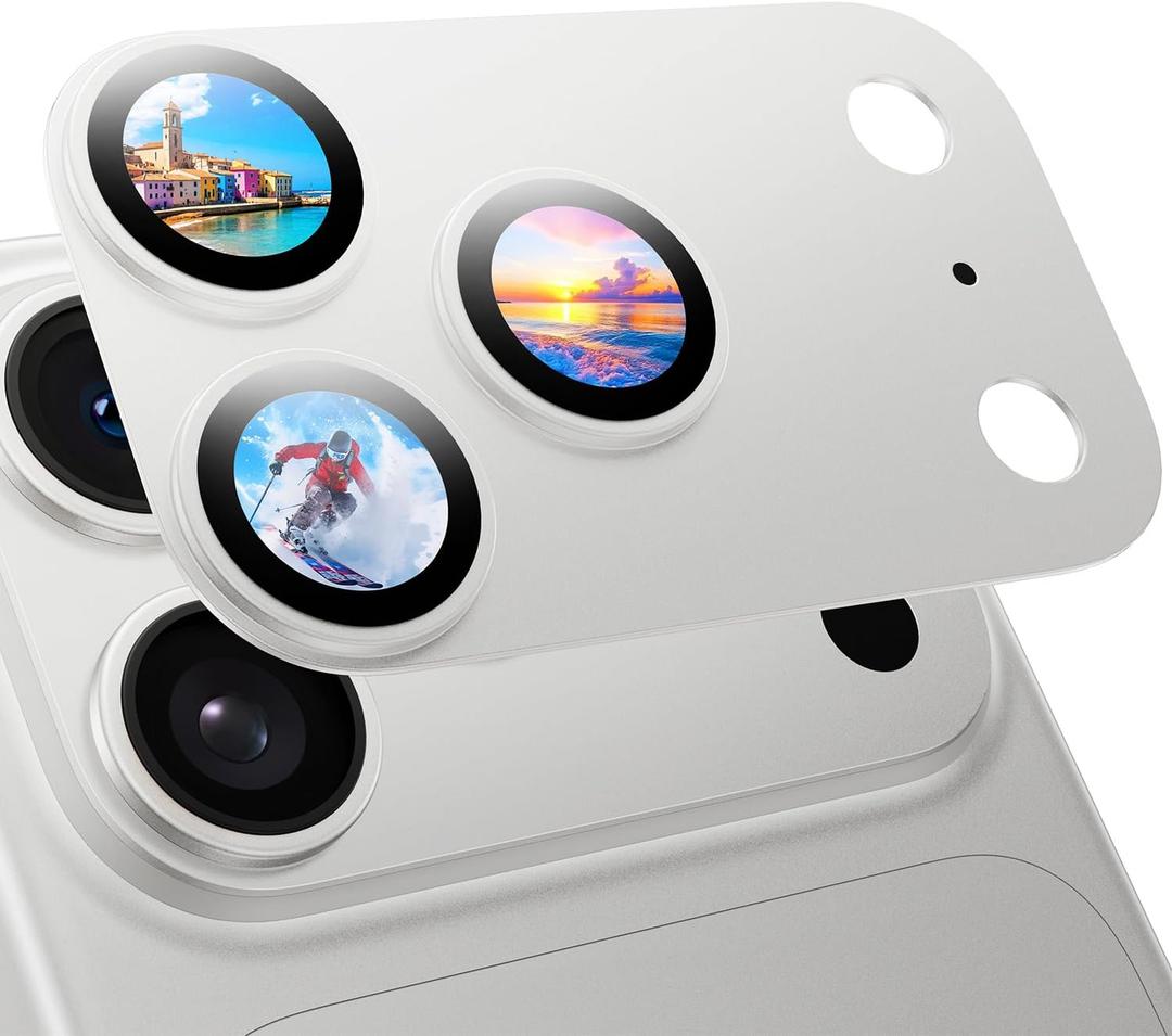 MAGIC JOHN 2 Pack Camera Lens Protector for iPhone 17 Pro Max, Full Coverage, Metal Aluminum Alloy Camera Lens Film, HD Clear, Scratch Resistant, Case-Friendly, Sliver