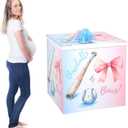 AmazingSpark 28in Giant Gender Reveal Gift Box Kit, Baseballs or Bows, 1 Count