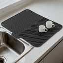 Silicone Drying Mat, 23"X17" With Built-in Drain Lip,Heat-Resistant,Eco-friendly,Hygienic Drying Pad,Leak-Proof and Non-Slip,Silicone Dish Drying Mat for Kitchen Counter or SinkBlack 23X17