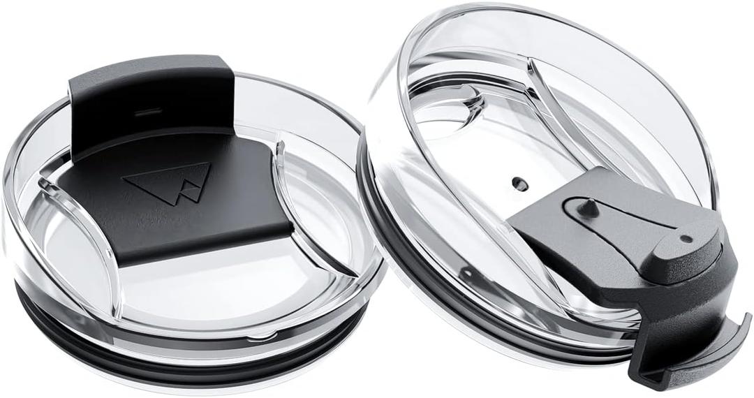 dscvr 2 Pcs Tumbler Replacement Lid Spill Proof, Shatter Resistant, Perfect Fit Lids Compatible with YETI Rambler, Ozark Trails, Fits Inside Diameter of 3.2 inch Tumbler (20 oz., Black)