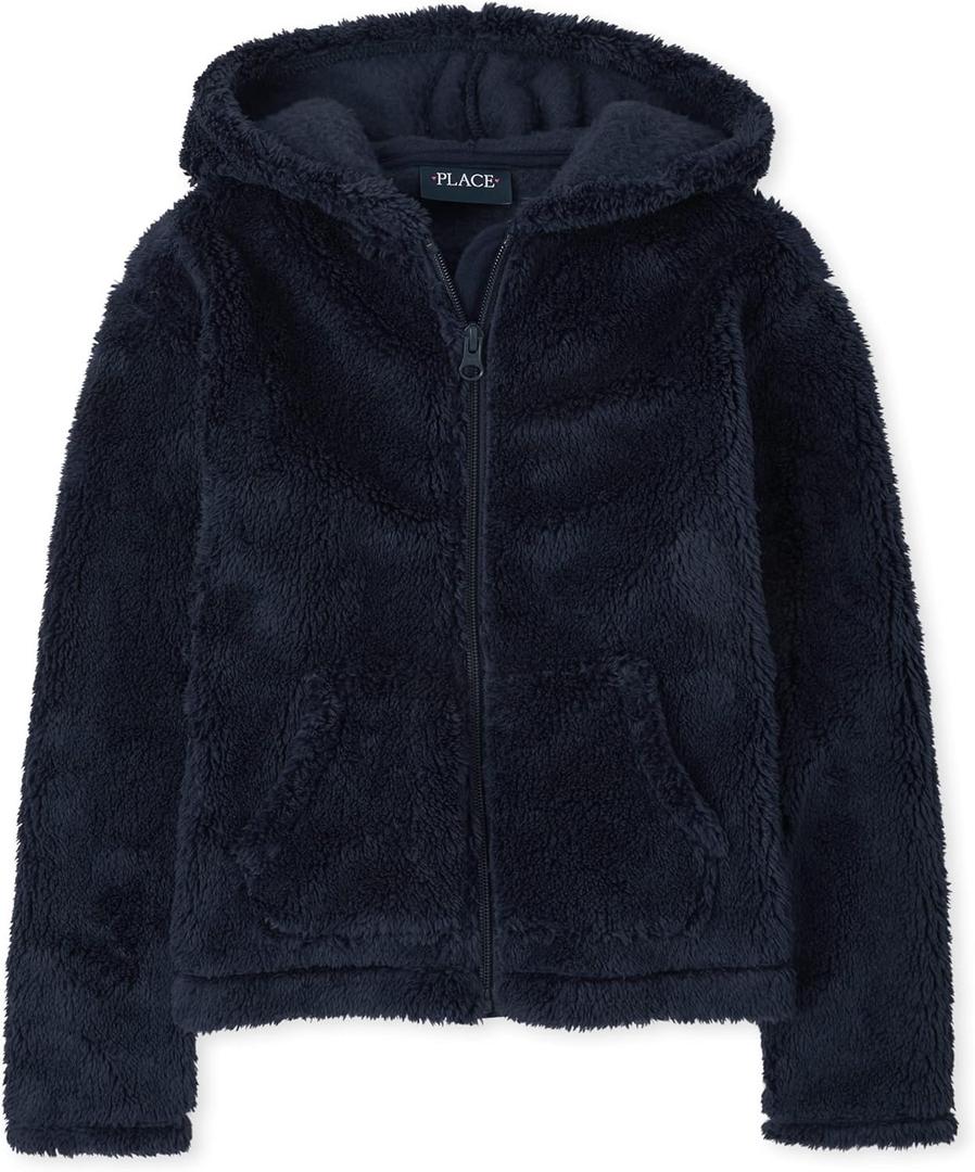 The Children's Place girls Sherpa Zip Up Hoodie (X-Large, Tidal)