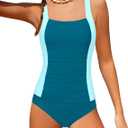 HOTOME Bathing Suits for Teens 12-14 Solid Color Patchwork Summer Girls Two Piece Swimsuits Ruched Tankini Tops Shorts Size 14 Girls Swimsuit Green