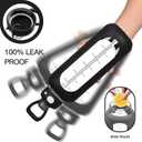 SIEROZUR 32 oz Glass Water Bottle with Straw and Handle 1 Liter Glass Water Bottle with Silicone Sleeve and Time Marker Sports Water Jug Wide Mouth for Travel Gym (Black)