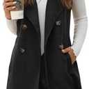 GORGLITTER Women's Western Long Blazer Vest Sleeveless Cowgirl Trendy Fashion Casual Business Casual Work Trench Coat, Black, Size M