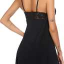 Avidlove Women Nightgown Sexy Sleepwear Lace Chemise V-neck Modal Babydoll Lounge Dress (Black, XL)
