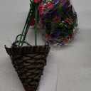 Artificial Faux Hanging Flowers Plants Basket for Outdoor Outside Porch Decoration, UV Resistant Fake Silk Purple and Red Morning Glory Trailing Vines Realistic for Summer Home Balcony Yard Patio