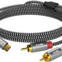 USB C to RCA Audio Cable 4 FT, USB Type-C to 2RCA Jack Plug Adapter, USB-C to 2 Male Y RCA Splitter, Compatible with iPhone 16/15 Series, Galaxy S24, Home Theater, DVD, Car Stereo, Speaker, Amp