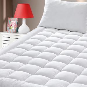 King Size Quilted Fitted Mattress Pad Cover with Deep Pocket Fitted 8" - 21", Ultra Soft and Comfortable, Breathable (White, King)
