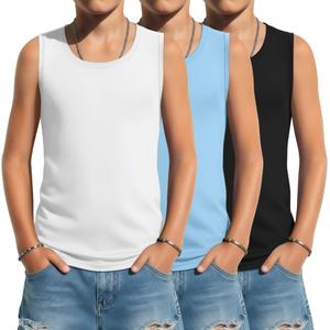 Oakgarden 3 Pack Boys Tank Tops, 3-Color, 5-6 Years