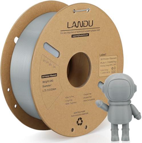LANDU PLA Plus (PLA+) Filament 1.75mm Grey 1KG, High Toughness PLA+ 3D Printer Filament Pro, Dimensional Accuracy +/- 0.02mm, Neatly Wound 3D Printing Filament -Cardboard Spool (2.2 LBS) 330 Meters,Set of 2