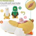 PEACH CAT Banana Duck Plush 1 Mommy 19.7" Banana Duck Stuffed Animal with 3 Cute Babies Inside, 4 Pieces Plushies Toy Set Gifts for Girls and Boys