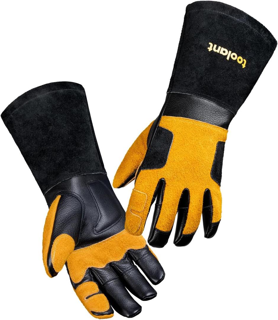 Toolant Welding Gloves for Men, Leather Cowhide Mig/Stick Welding Gloves, for Welding, for Grill, for Gardening (Large)
