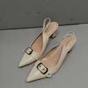Slingback Kitten Heels for Women Closed Pointed Toe Pumps Dress Shoes with Buckle Strap Comfortable Slip On Sandal Heels for Work Party Wedding, 8.5