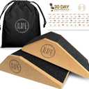 Squat Wedge Blocks (Set of 2)  Non-Slip Slant Boards for Lower Body Workouts, Ankle and Calf Stretching - Yoga Blocks, Designed to Elevate Heels and Squat Support - Includes Carry Bag