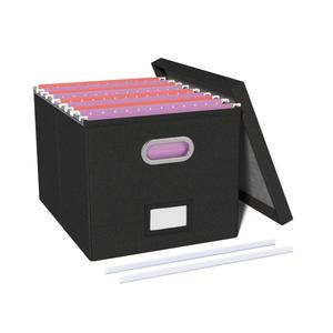 Oterri File Organizer, File Box, File Cabinet for Letter File Folder Storage, Hanging File Organizer for Office/Decor/Home,Document Organizer, 1 Pack,Black-Box Only