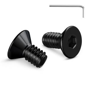 1/4-20 Bolt, 1/4-20 x 3/8 Inch Flat Socket Head Screws 50Pcs, 304 Stainless Steel 18-8 Countersunk Bolts, Black Zinc Finish, Full Thread, with Hex Spanner