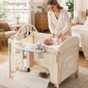 Pack and Play,Baby Bassinet,Playpen,Crib, Diaper Changer,Khaki | 4 in 1 Pack n Play with One-Hand Setup, Comes with Mattress,Mosquito Net,Storage Basket, Suitable for Newborn to Toddler