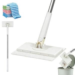 Snap Grip Mini Mop,Cloth Changing Mini Mop,360 Rotating Wet Dry for Whole House Cleaning,Foldable 35inch Retractable Long Handle Mopping Stick (White,1*p+6*Cloth)