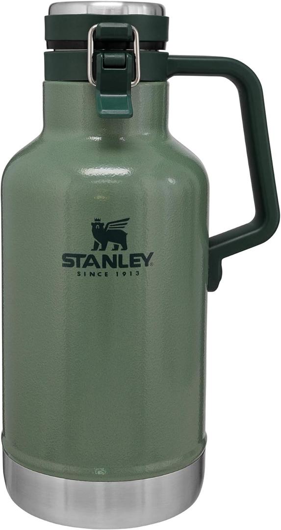 Stanley Classic Easy-Pour Growler 64 oz | Keeps Beer Cold or Coffee Hot | Leakproof Steel Lined Lid and Easy to Carry Handle | Insulated Stainless Steel | BPA-Free | Green