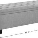 SONGMICS Storage Ottoman, Storage Bench, Tufted Entryway Bedroom Bench, 17.7 x 46.5 x 17.7 Inches, Hinges Easy Lid Operation, Wooden Legs, Linen-Look Cover, Loads 330 lb, Light Gray ULOM070G02