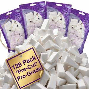 Earth & I - 128pc *PRE-CUT* Cosmetic Wedges for Makeup, Triangle makeup sponge, Disposable makeup sponges, Make up wedges sponges, ombre sponge for nails, face painting sponges, makeup wedges for pro