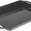 Lodge 19.5" X 10" Cast Iron Reversible Grill griddle - Double Burner Griddle - Indoor & Outdoor Cooking - Superior Heat Retention - Reversible Grill Griddle - Made in the USA