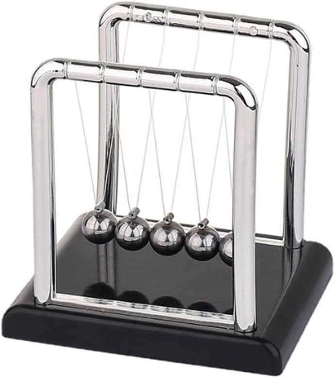 Newtons Cradle Balance Balls,Pendulum Balls with Black Base,Newtons Cradle Pendulum,Desk Decor for Men,Physics Toys,Metal Creative Ornament Crafts,Mind Bending Desk Sculpture (Black 5 Balls)