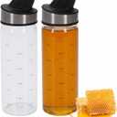 2 Pcs Honey Jar Dispenser, Glass Honey Container No Drip, Coffee Maple Syrup Creamer Salad Dressing Dispenser, Leak-Proof Oil Pot for Home Kitchen Essential Storage Holder 500ml/18oz