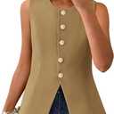 BTFBM Suit Vest Tops For Women Sleeveless Blazer Work Wear | Button Down Waistcoat Vests, Round Neck Womens Blazers, Dressy Top, Business Casual Outfits, Summer Fall Fashion Clothes 2026 (S)