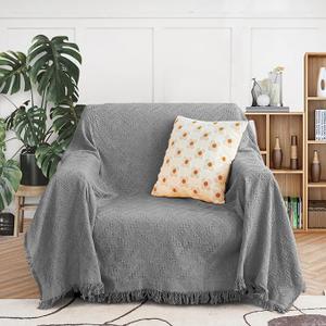 MEETSKY Couch Cover Sofa Cover Oversized Chair Cover Grey Couch Protector Sofa Throw Cover for Couches Single Sofa Slipcovers Washable Couch Recliner Cover(71"x 91", Medium, Grey)