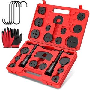 Heavy Duty Disc Brake Piston Caliper Compressor Wind Back Tool Universal Sets for Brake Pad Replacement with Hanger Hooks-28 Pieces