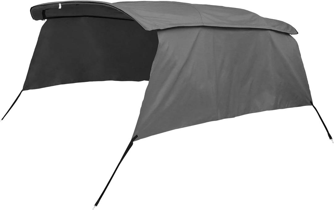 X AUTOHAUX 600D Canvas Only NO Frame 4 Bow Bimini Top Replacement Top Cover with Detachable Side Blocks Storage Boot Gray Replacement Canvas Only NO Frame 8'L x 54" H x 91"-96" W, Gray
