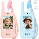 Mafiti Video Walkie Talkies for Kids 2 Pack Rechargeable Birthday Gift Toddler Toys for 3 4 5 6 7 8 Year Old Boys Girls 1000 Feets Long Range Indoor Outdoor Play(Blue+Pink)
