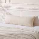 MIULEE Decorative Long Body Lumbar Throw Pillow Cover 14x36 Inch for Bed Couch Bedroom Bench, Soft Corduroy Rectangle Cream White Pillow Case for Bedroom Living Room Couch (Cover ONLY, Pack of 1)