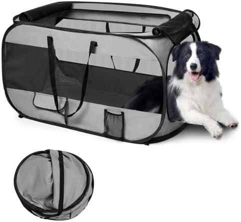Realife Dog Enclosures Home Outdoor Fashions Portable/Collapsible/fixable, Pop Up Travel Pet Tent, 38" L x 22.5" W x 5.5" H Grey