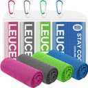 4 Pack Cooling Towels (40"x12"), Cooling Towels for Neck and Face, Gym Towel for Working Out, Soft Breathable Microfiber Ice Towel for Yoga Sport Running Golf (Dark Blue/Green/Rose Red/Dark Grey)
