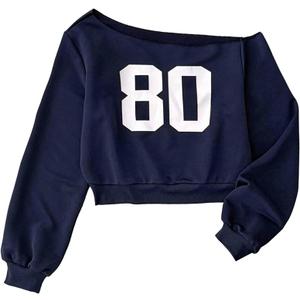 SOLY HUX Girl's Y2k Jersey Sweatshirt Graphic Number Print Off the Shoulder Long Sleeve Casual Pullover Tops, 15Y