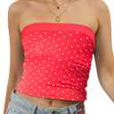 Floral Mesh Tube Bandeau Top Women 2025 Reversible Foldover Sleeveless Strapless Tank Y2k Summer Going Out Crop Tops