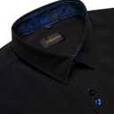 DiBanGu Men's Dress Shirt Long Sleeve Regular Fit Button Down Shirts with Collar Pin Inner Contrast Color Shirt (Black and Blue)