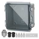 Joinfworld 6x6x4 Outdoor Electrical Box Weatherproof Junction Box Plastic Clear Waterproof Box Enclosure Nema 4 for Electronics Project WiFi Timer Conduit Marine Outside