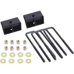 LHE 3 Inch Rear Leveling Lift Kit Block with U Bolts for 2007-2021 Chevy Silverado 1500 GMC Sierra 1500, Black