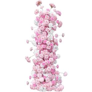 Angela flower 5.9ft Dark Pink Wedding Arch Artificial Rose Flowers Row Ceremony Reception Wedding Backdrop Arch Kt Board Decor Floral Arrangement (Dark Pink 5.9ft Flower Arrangement)