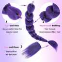 Getgal 24 inch Purple Braids Ponytail Hair Pre Braiding Hair with Tie Synthetic Purple Hair Extensions for Halloween Costume Cosplay24inch Braids Ponytail