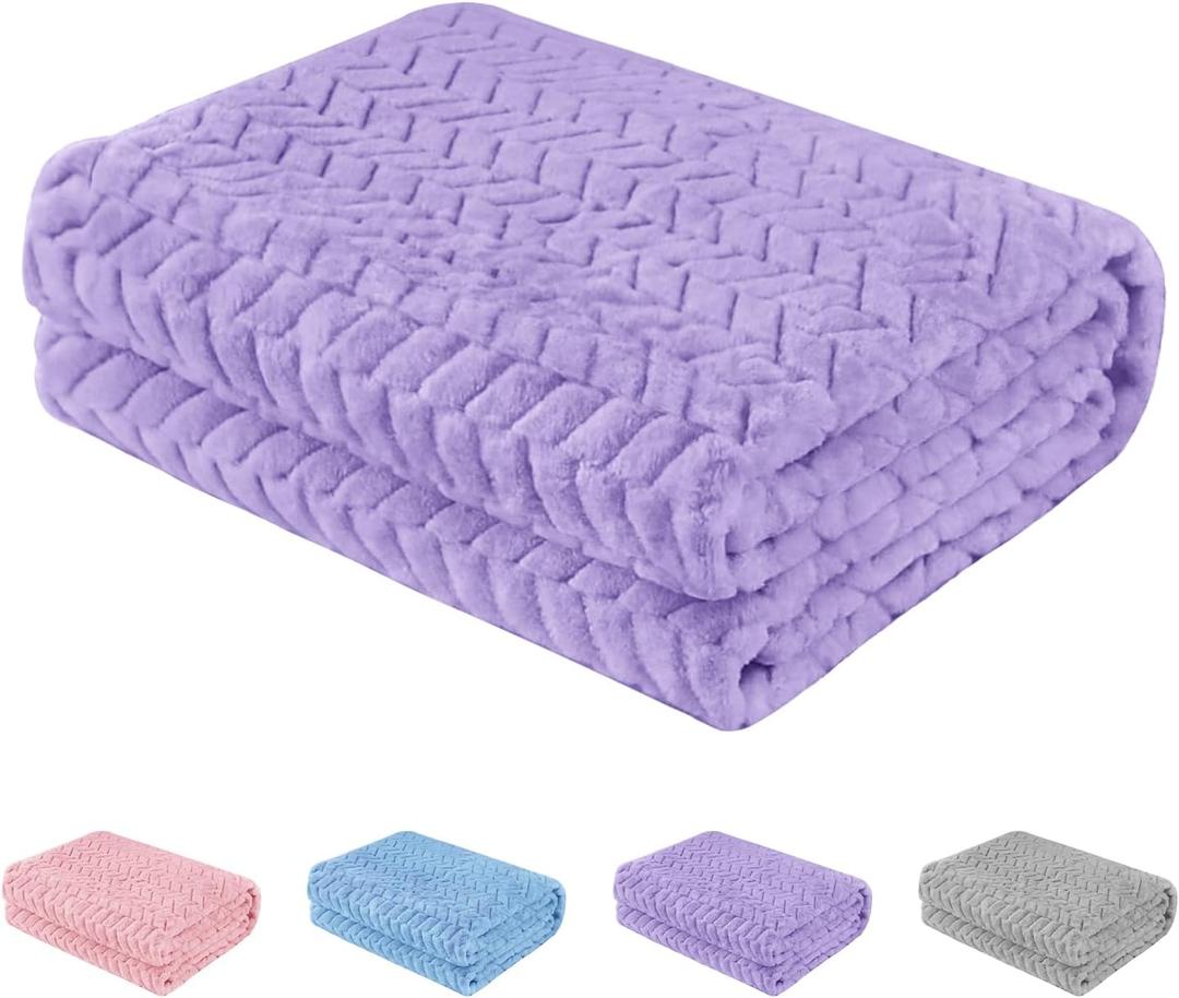 Baby Blanket Flannel, Cozy Throw Blankets for Newborn Infant and Toddler, Super Soft and Warm Receiving Baby Blanket for Crib Stroller (Purple 4050")