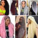 24inch Ocean Wave Braiding Hair Extensions 3packs Long Deep Curly Wave Braid Hair Synthetic Twist Ripple Crochet Curly Braids Hair for Women 100g/pack(24",Natural black)