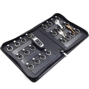 OFFIDIX Portable Zippered Key Case,Leather Portable Key Cabinet 24 Key Hooks Key Organizer,Manager & Landlord Key Holder, Business Padfolio for Real Estate Sales,Hotel Executives, Car Service