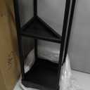 MyGift Umbrella Stand,Umbrella Holder for Entryway,20 Inch Tall Modern Metal Geometric Freestanding Umbrella Rack or Cane Holder with Shelf for Small Umbrellas and Bottom Drip Tray (Black) (7.8(Square))